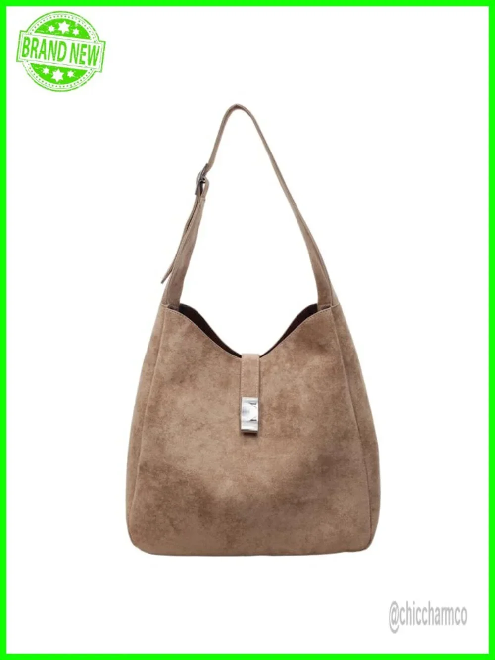 Vintage Suede Slouchy Hobo Bag with Zippered Pouch